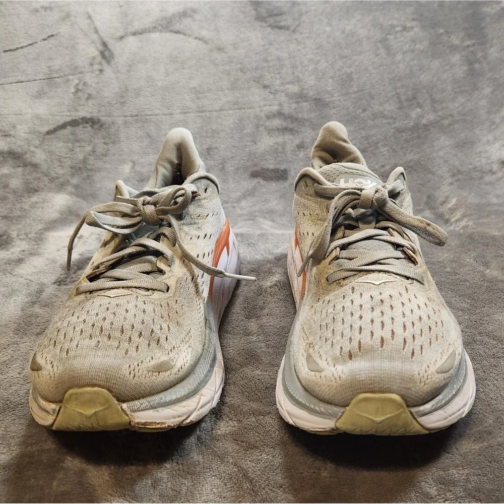 Hoka One One Shoes Womens 8 Gray Orange Clifton 8 Sneakers Running 1119394 BFPA
